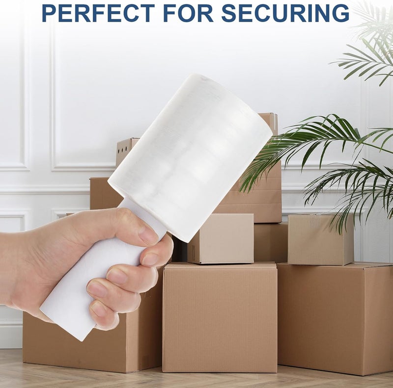 DAJAVE 6 Pack Stretch Wrap Film with Handle, 4 Inch x 1000ft 80 Gauge Thick Industrial Strength Hand Shrink Wrap Roll, Self-Adhesive Plastic Wrap for Packing, Moving - Image 4